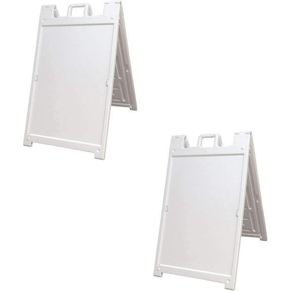 White 2-Pack of Plasticade Signicade Deluxe A-Frame Sidewalk Curb Sign Portable Folding Double-Sided Display with Quick-Change System