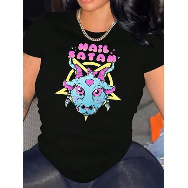 Creative English Cute Dinosaur Pattern Printed Women'S Fashionable Round Neck Short Sleeve, Simple Casual Sports T-Shirt, Comfortable Summer Top for Holidays.