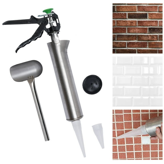 51*6.2*20cm Stainless Steel Pointing Grouting Sausage Mortar Gun Paving Cement Caulking Applicator Tool for Ordinary Grouting Cement Lime Joint Sealant and Joint Beautification Agent