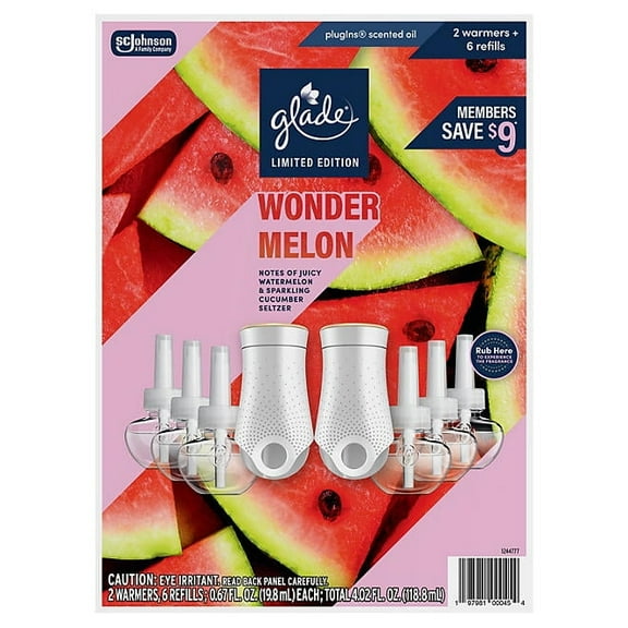 Glade PlugIns Scented Oil, Wonder Melon, 2 Warmers   6 Refills