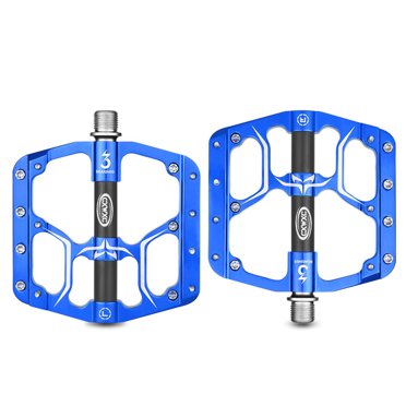 Mountain Bike Pedals 9/16 - 3 Bearing Aluminum Flat Pedals With Replaceable Pins For MTB Road BMX