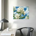 thumbnail image 3 of Nawypu Abstract Flower Pictures Decor Wall Art - White Floral Canvas Print with Gold for Blue Bedroom Bathroom, Framed, 3 of 4