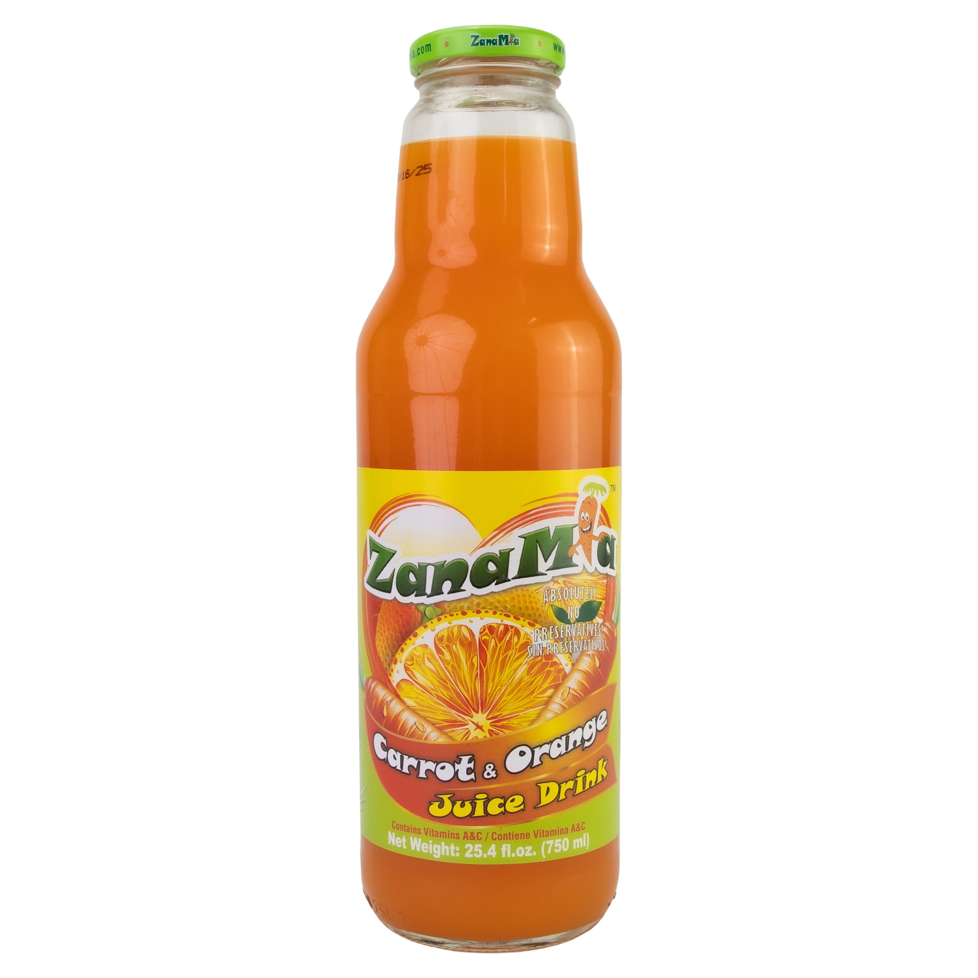 ZanaMia Carrot Orange Juice Drink, 25.4 fl oz Single Glass Bottle