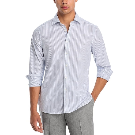 The Men's Store At Private Label Mens Slim fit Button-Up Shirt XL Blue Striped