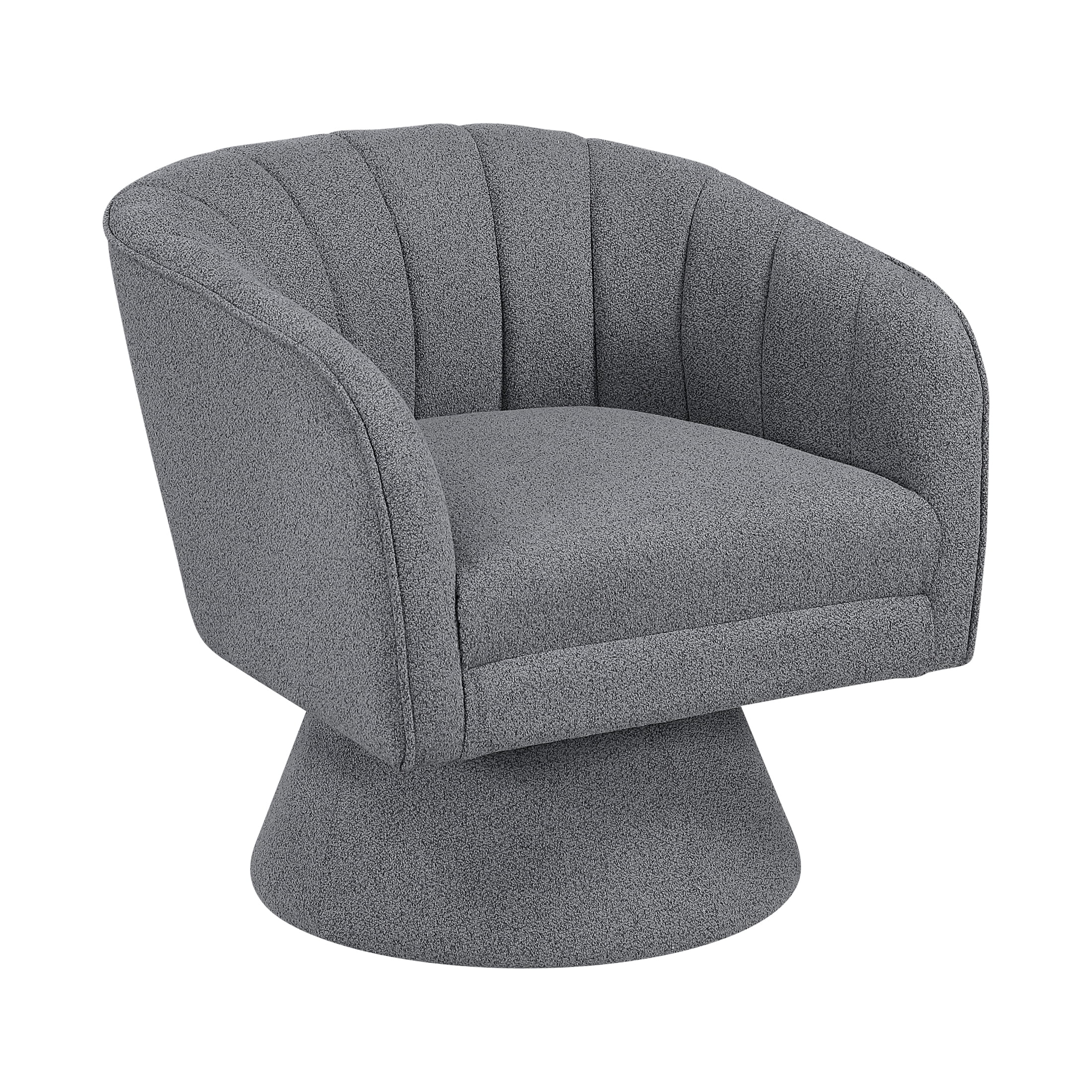 OakvillePark Liora Vale Boucle Swivel Barrel Chair, Dark Gray