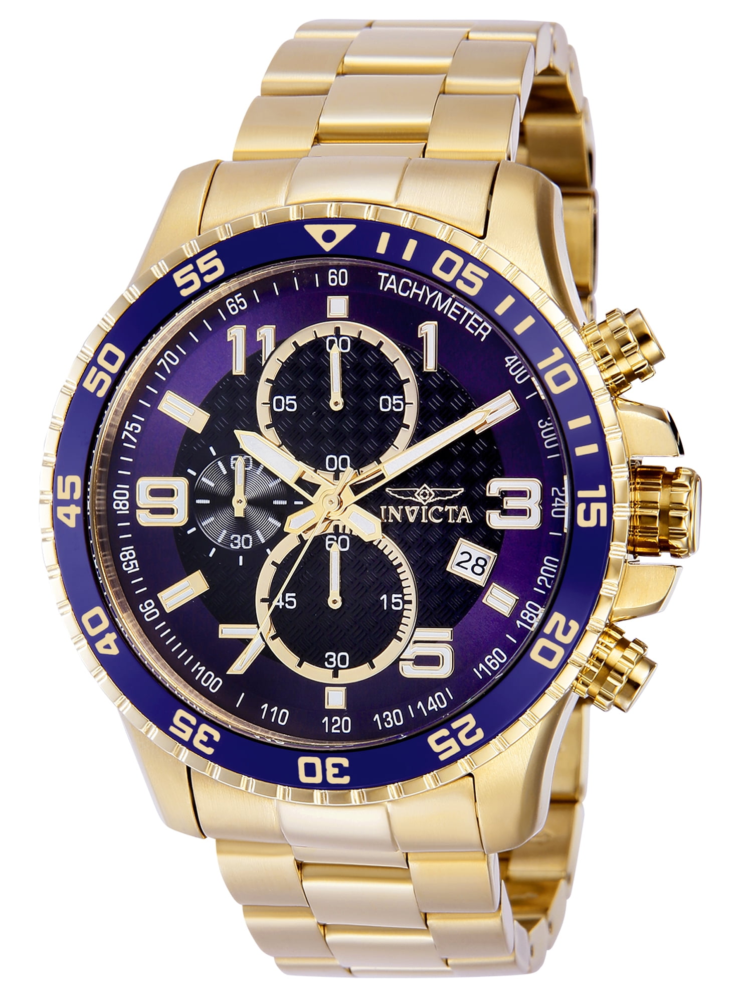 Invicta Specialty Men 45mm Stainless Steel Gold Black dial Chronograph Quartz Watch