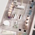 thumbnail image 4 of Caja de almacenamiento de cosméticos con patrón de ondas, cesta de almacenamiento transparente para escritorio, caja de acabado, estante de almacenamiento apilable para dormitorio, 4 of 5