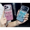 thumbnail image 6 of for iPhone 17 Bling Glitter Cute Bow Case,Sparkle Diamond Slim Plating Luxury Crystal Rhinestone Phone Cover for Women Girls Protective Camera Protection Bumper,Pink, 6 of 14