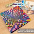 thumbnail image 4 of FORMRS 3 Ring Photo Album 4"x6" Self Adhesive Large Capacity PU Leather Cover, Colorful Wavy Plaid, 4 of 8