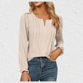 thumbnail image 2 of qolati Womens Tops Dressy Casual Ruffled Long Sleeve Shirts Trendy V Neck Ruched Front Tunic Blouses Spring Clothes, 2 of 7