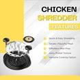 thumbnail image 2 of Pro Chicken Shredder Transparent Lid with Ergonomic Handle Visible Chicken Breast Shredder Tool, Dishwasher Safe Cleaning Brush - Meat Shredder Machine, 2 of 6