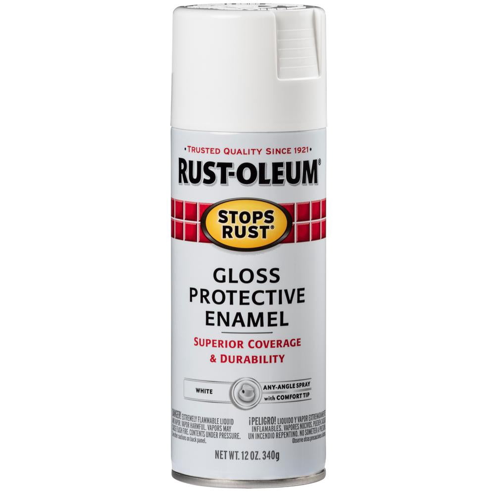 White, Rust-Oleum Stops Rust Gloss Protective Enamel Spray Paint, 12 oz, 6 Pack