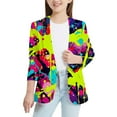 thumbnail image 1 of TIEVOSA Garçons Filles Veste de Complet Imprimée à l'Encre Éclaboussée Colorée et Personnalité pour 13-14 Ans (Vert), 1 of 4
