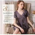 thumbnail image 6 of Royal exclusive silk nightgown for women, mid to long styles for spring and autumn, silk short sleeves, simple summer plus size silk nightgown, 6 of 12