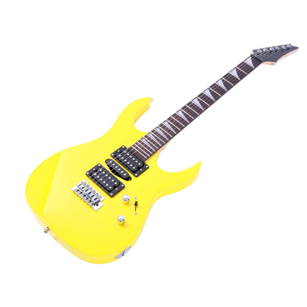Private Jungle Novice Entry Level 170 Electric Guitar HSH Pickup Bag Strap Paddle Rocker Cable Wrench Tool,Yellow
