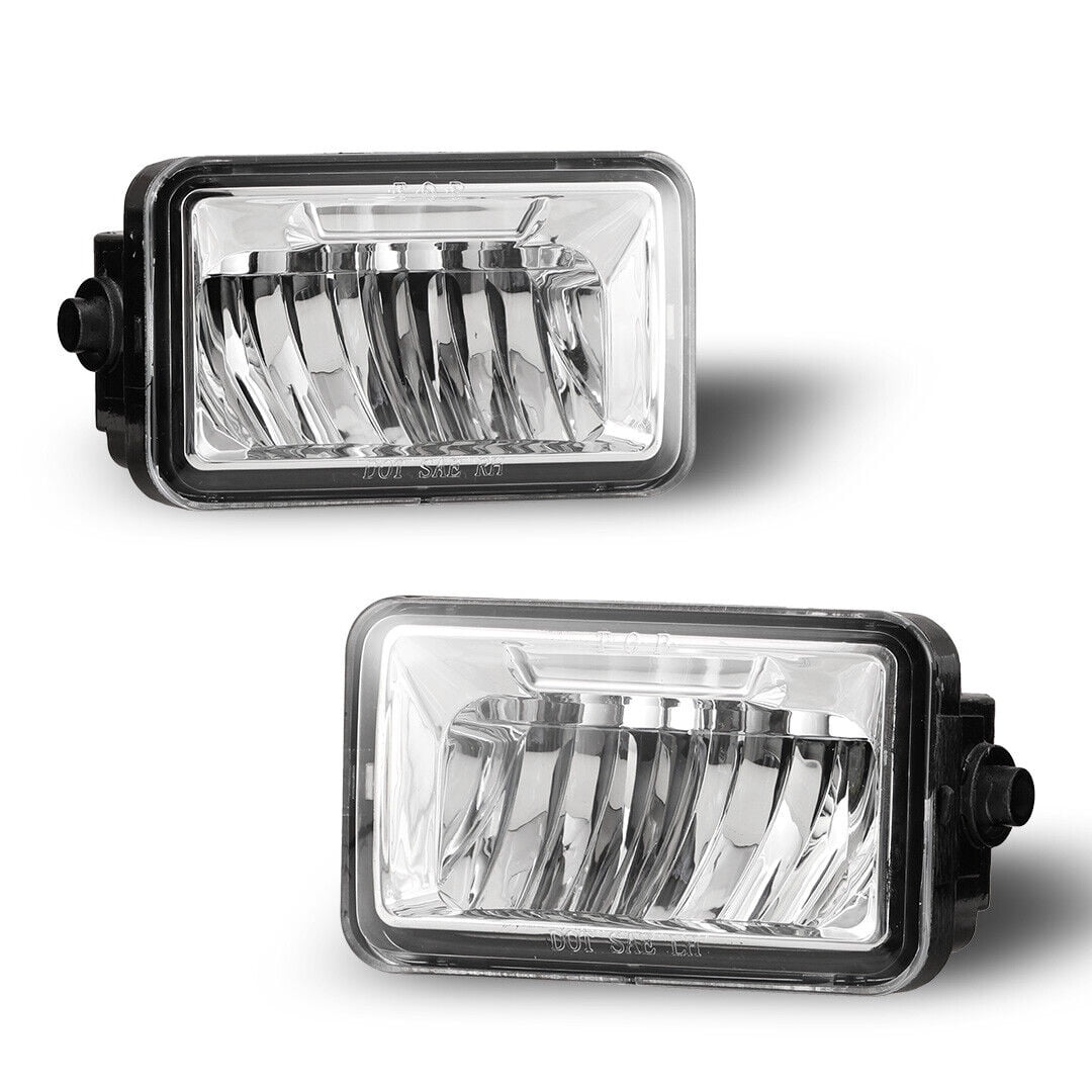 LED Fog Lights For 2015-2020 Ford F-150 w/o Fog Light Brackets Assembly Rectangle Lamps Clear Lens Pair