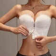thumbnail image 6 of Strapless Bras for Women Push Up Lace Bustier Corset Front Button Bandeau Non Slip Soft Bra White S, 6 of 7