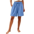 thumbnail image 2 of QSXADF Women Pajama Shorts Sleep Bottoms Solid Shorts Color Elastic Waist with Pockets Breathable For Women Home Sleepwear Ladies Loungewear, 2 of 6