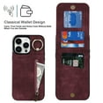 thumbnail image 2 of ELEHOLD for iPhone 14 Pro Max Vintage Leather Wallet Case,Practical Card Holders RFID Blocking Zipper Wallet Kickstand Ring Holder Shockproof Anti-Scratch Case for Women Men,Winered, 2 of 8