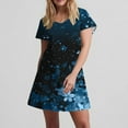 thumbnail image 7 of asdoklhq Corset Dress for Women Fashion Summer Print Short-sleeved V-neck Casual Dress Blue M, 7 of 7