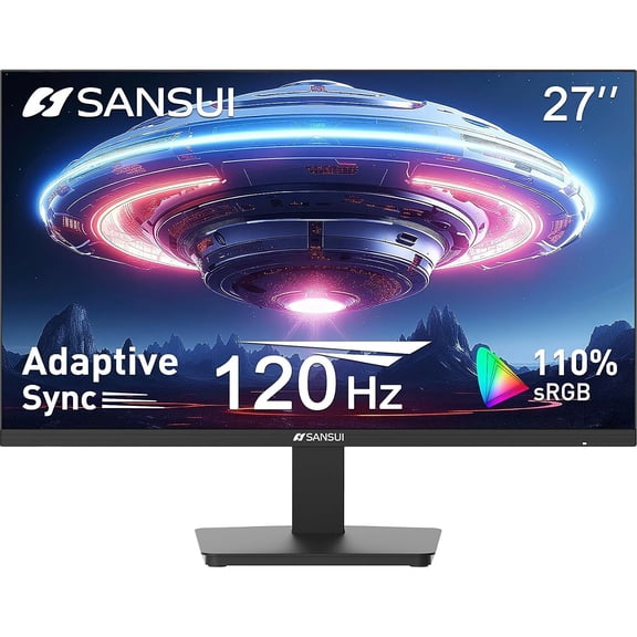 Sansui 27" 120Hz IPS Adaptive Sync Monitor, Tilt Adjustable, Black