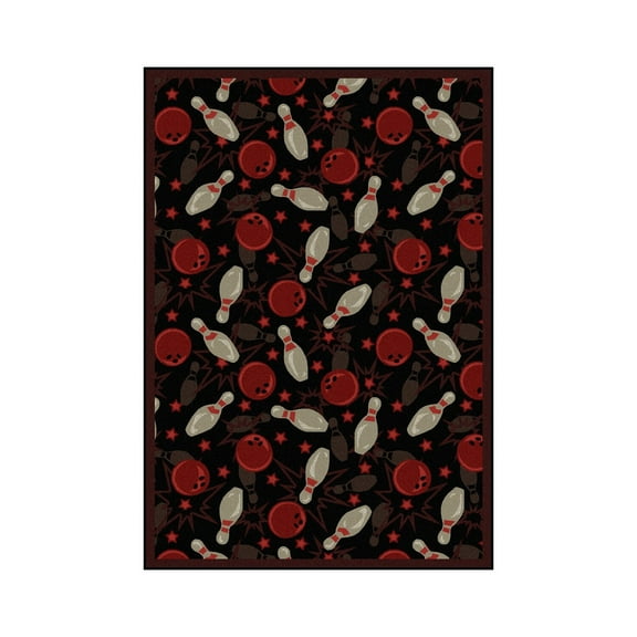 Retro Bowl 3'10" x 5'4" Area Rug In Color Fireball Red