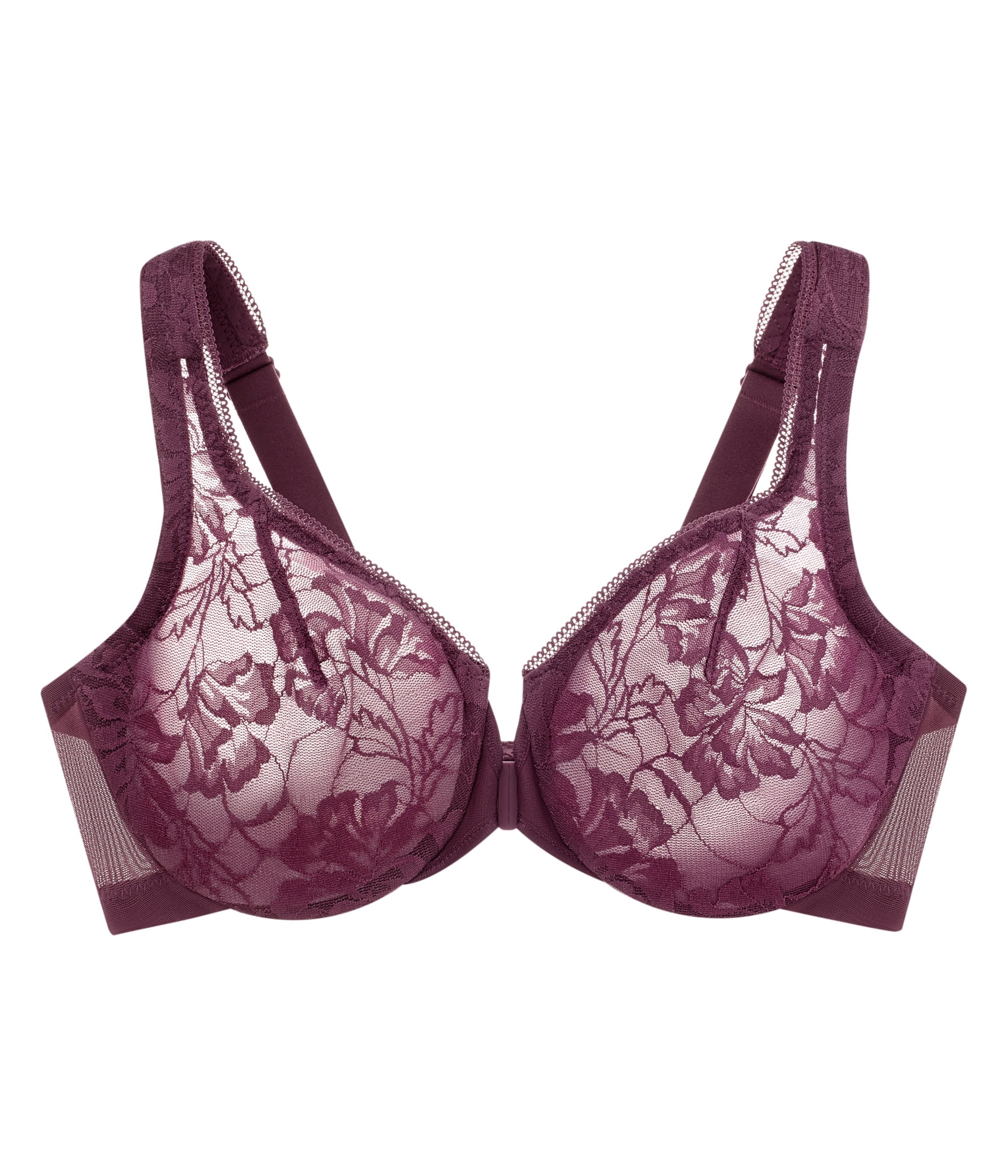 Glamorise Lacey T-Back Front-Closure WonderWire Underwire  Bra 9246 (Women's & Women's Plus)