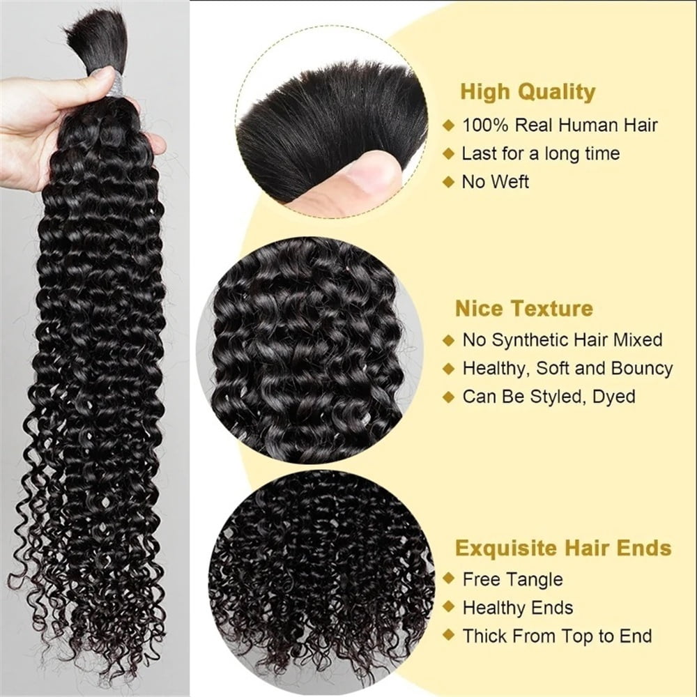 Boho Hair for Braiding 10-28Inch 1 Bundles Jerry Curly Human Bulk Hair Extensions No Weft