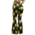 thumbnail image 2 of Xoenoiee Golden Rose Pattern Pants Flare Leggings for Women Tummy Control Plus Size Yoga Pants Leg Slim Fit Wide Leg Pants Bootleg for Going Out Walking, M, 2 of 7