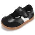 thumbnail image 3 of STQ Toddler Girl School Shoes Girls Classic Mary Jane Sneakers with Hook and Loop Non Slip Barefoot Shoe for Walking Black White Toddler Size 6, 3 of 7