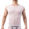 thumbnail image 3 of Penkiiy Men's Soft Mesh Striped Tank Tops Sleeveless Fitness Undershirt Vest M White, 3 of 6