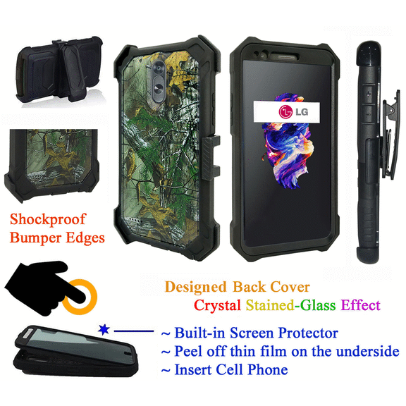 for 5.3" LG K20 K20   PLUS K20 V LV5 Case Phone Case 360° Cover Screen Protector Clip Crystal Holster Kick stand Armor Grip Sides Shock Bumper Camo Pine