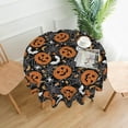 thumbnail image 2 of Halloween Tablecloth 70 Inch Round, Black Pumpkins Spider Web Decorative Tablecloths Stain Resistance Polyester Halloween Table Cloth for Holiday Parties Kitchen Dining Indoor Outdoor, 2 of 6