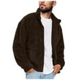 thumbnail image 3 of outfmvch jackets for men fuzzy sherpa jacket casual winter stand collar zip up outwear womens tops cardigan for men mens sweaters brown, 3 of 9