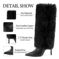 thumbnail image 5 of VBDB Women Pointed Toe Faux Fur High Fashion Boots, Stiletto Heel Fold‑Over Furry Tall Dress Boots For Party Club Evening, 5 of 10
