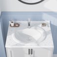 thumbnail image 3 of Contemporary White Ceramic Round Bathroom Vessel basin - Semi-Recessed Drop-In Countertop Basin - Single Faucet Hole with Overflow - Perfect for Small Bathrooms and Renovations, 3 of 8