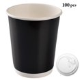 thumbnail image 2 of Tasses Jetables à Double Paroi 100PCS Tasses à Papier Chaudes Tasses à Café en Papier avec Couvercles, 2 of 9