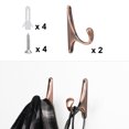 thumbnail image 6 of Uxcell Zinc Alloy Wall Hooks Robe Hooks Home Storage Holder w Screws Copper Tone 2 Pack, 6 of 7