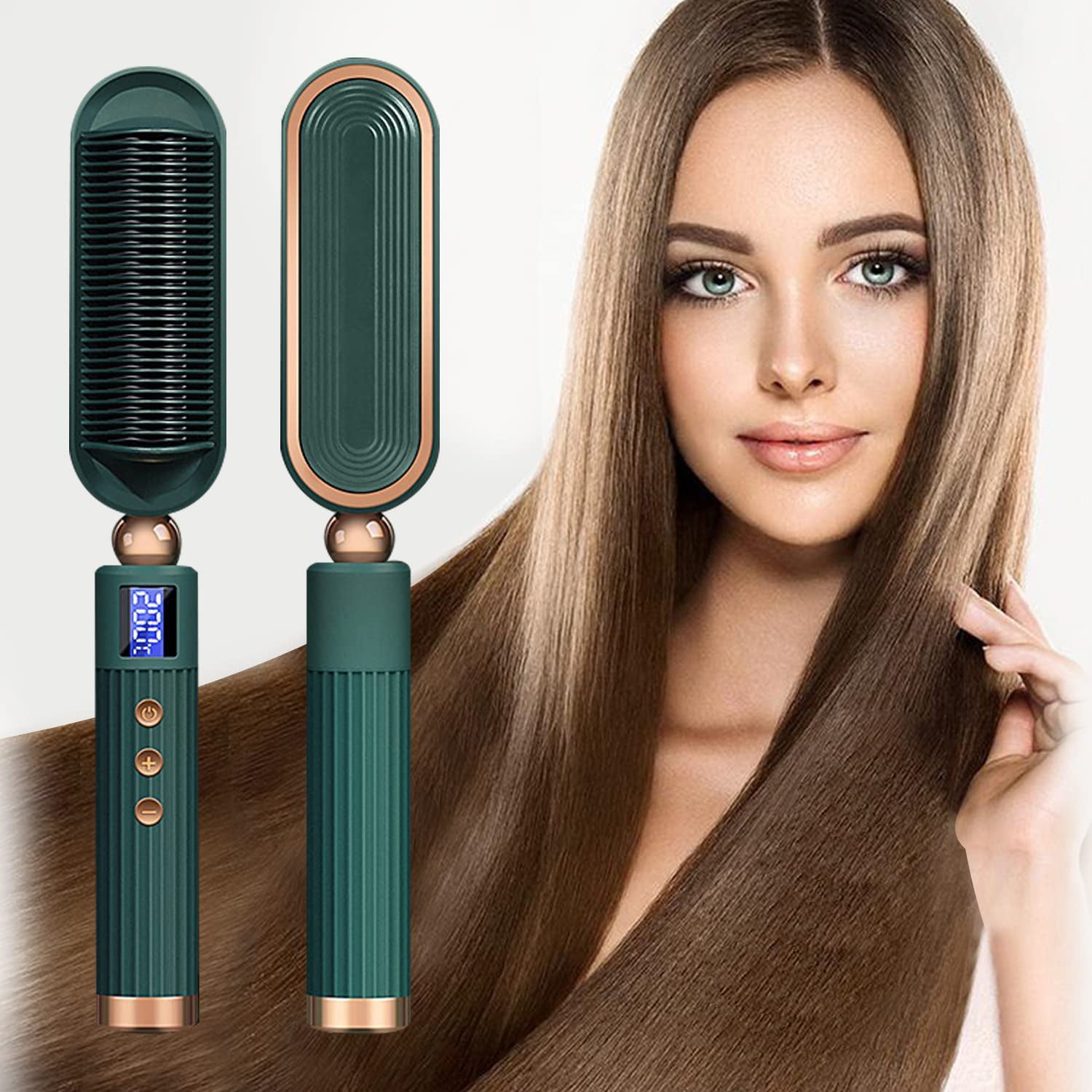 Hair Straightener Comb for Women GreenMulticolor