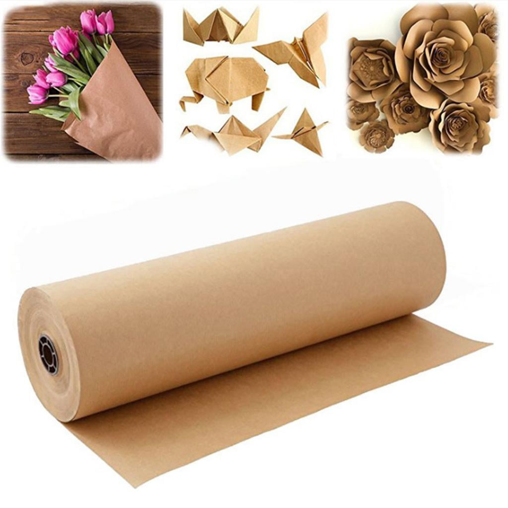 Milageto 30 Meter Brown Kraft Paper Roll for Handicrafts, Small Gift Packaging Paper Roll