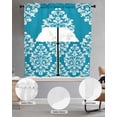 thumbnail image 2 of Baroque Blue Swag Curtains for Living Room/Bedroom Windows, Vintage Damask Classic Floral Kitchen Curtains and Valances Set 36 Inch Length, Light Filtering Swags Valance Curtain Panels, 2 of 5