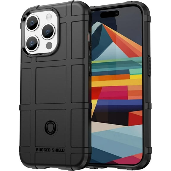 Slim Fit Case for iPhone 15 Pro, Rugged Shield Outdoor Durable Phone Case,Military Grade Anti-Dorp Protection and Camera Lens Protection Cover for iPhone 15 Pro (6.1 in.),HD Black