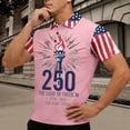 thumbnail image 2 of IWRICH 250TH Anniversary Polo Shirt for Men 250YEARS USA Flag Graphic Tee Short Sleeve Summer Tops Pink XXXL, 2 of 4