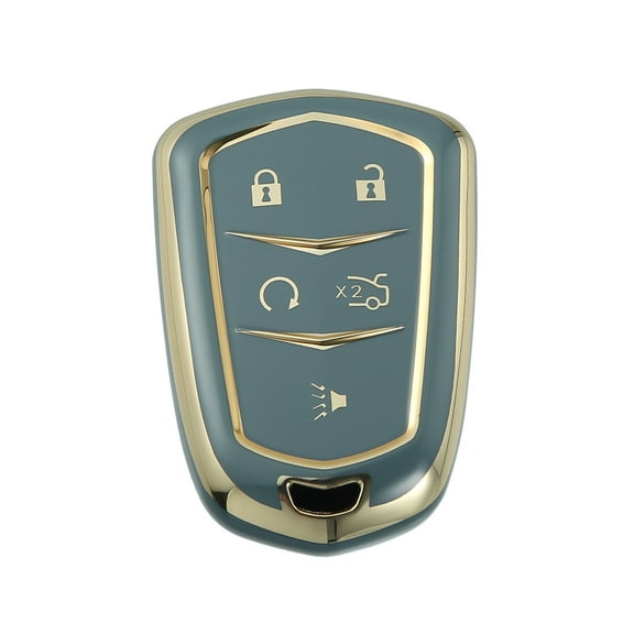 Car Key Fob Cover 5 Button Remote Key Fob Case TPU Button Full Protector Cover Gray for Cadillac XT5 2017-2020
