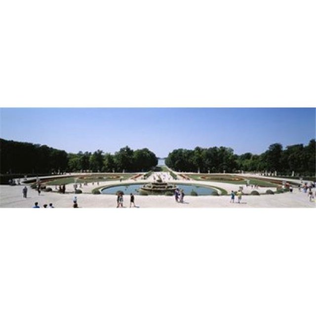 Touristes Autour d'Une Fontaine Versailles Affiche Imprimée par - 36 x 12