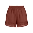thumbnail image 5 of Womens Casual Shorts Wide Leg Bermuda Shorts Elastic High Waist Lace Trim Summer Beach Shorts with Pocktes, M, 5 of 7