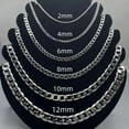 thumbnail image 1 of Men's 925 Sterling Silver Necklace 2/4/6/8/10/12MM 40-75cm Face Chain Necklace Lobster Clasp Men Women Engagement Jewelry Gifts, 1 of 5