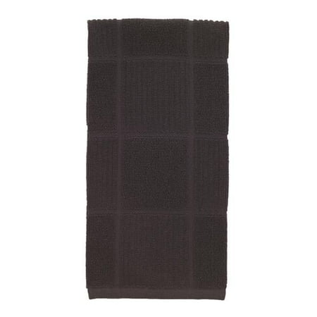 t-fal textiles 10953 solid color parquet design 100-percent cotton kitchen dish towel, charcoal, single,