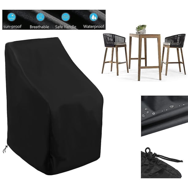 Funda para silla de jardín impermeable de 64 x 64 x 120/70 cm, funda protectora de tela Oxford 210d para sillas apilables de exterior, anti-UV, antipolvo, transpirable, para brazos de jardín