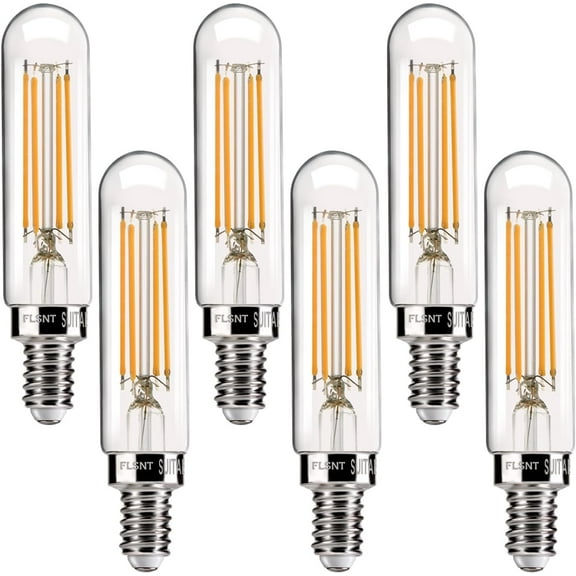 Jaspertronics 60W Eqv Candelabra LED Bulb Dimmable T6/T25 LED 2700K Soft White 5.5W (550LM) E12 Base CRI90  for Indoor Fixtures 6 Unit per pack